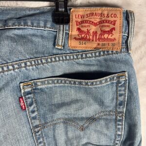 Vintage Levis‎ 514 38x30 Straight Fit Mens Jeans Light Wash Blue Denim 35W2012